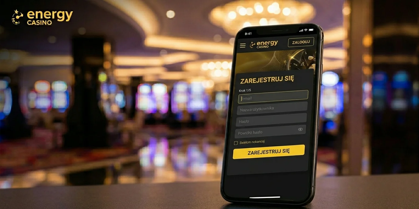 Pełnoekranowy formularz rejestracji Energy casino z polem hasła