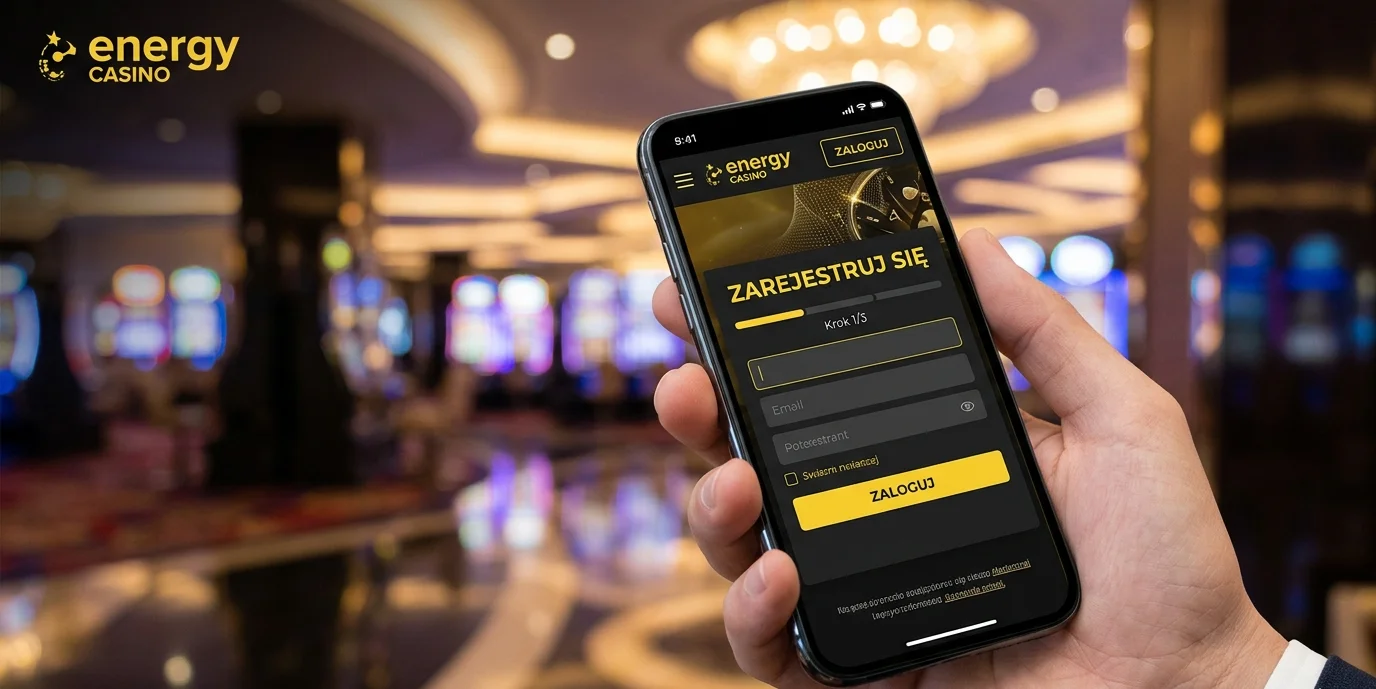 Formularz rejestracji Energy casino w aplikacji mobilnej — krok 1 z 3